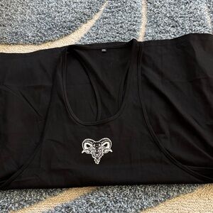 NWOT..GOATED Black Tank Top with Ram Skull Design